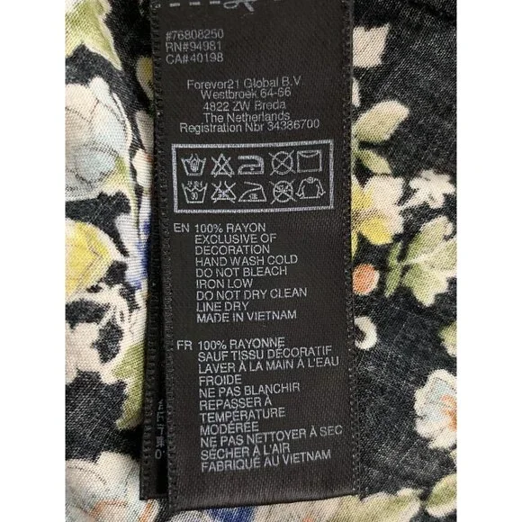 XXI Floral Button-Down Romper Womens Spaghetti Straps Black Multicolor Size SP - Picture 9 of 9